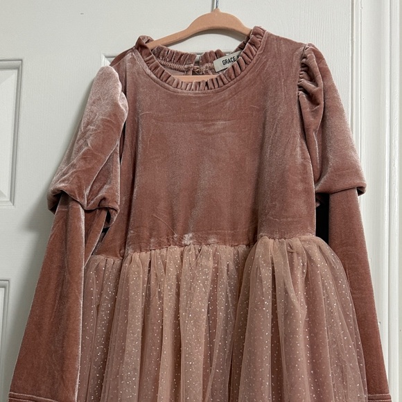 Grace Karin Pink Velvet Kids Dress - Picture 2 of 8